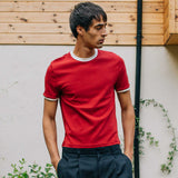 T-shirt Brando, rouge à col contrastant