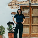 James Open Knit Polo, Navy