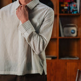 Nika Cotton Shirt, Beige Stripe