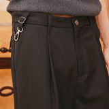 Lowen Striped Trousers, Black