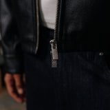 Veste en cuir Zayn, noire 