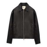 Veste en cuir Zayn, noire 